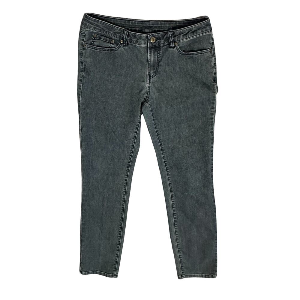 prAna Black Skinny Jeans Mid Rise Zip Front Pockets Light Wash Womens Size 8